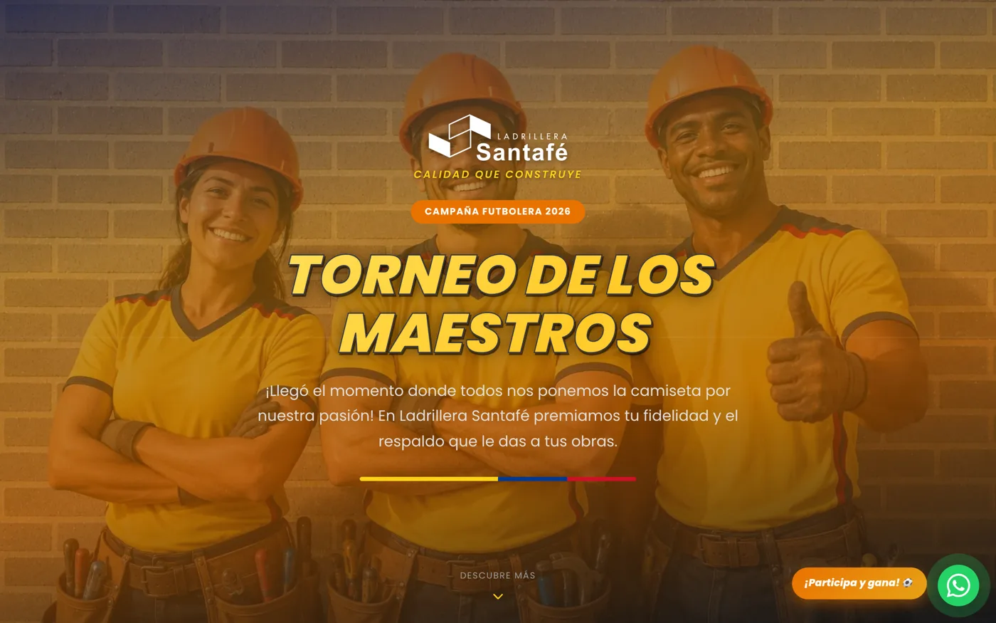 Página del Torneo de los Maestros de Ladrillera Santafé, con la campaña futbolera de 2026