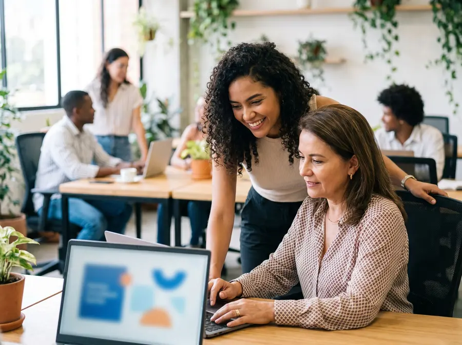 Consultora acompañando a una empresaria en la configuración de su asistente