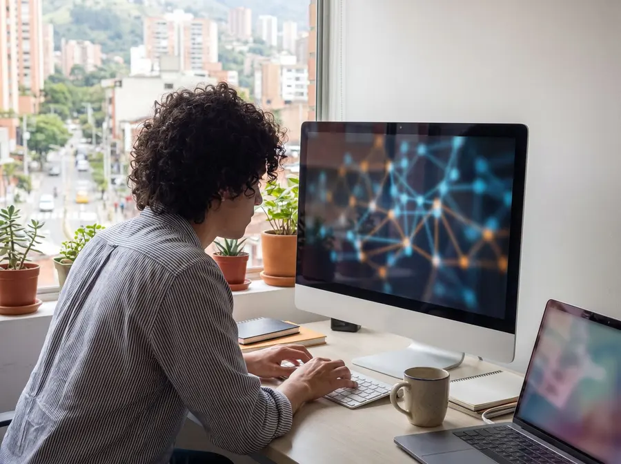 Especialista analizando la estructura de un sitio web en un monitor