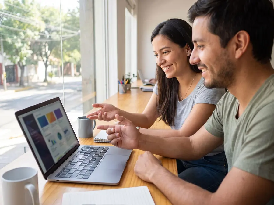 Personas de marketing y ventas trabajando juntas frente a un portátil