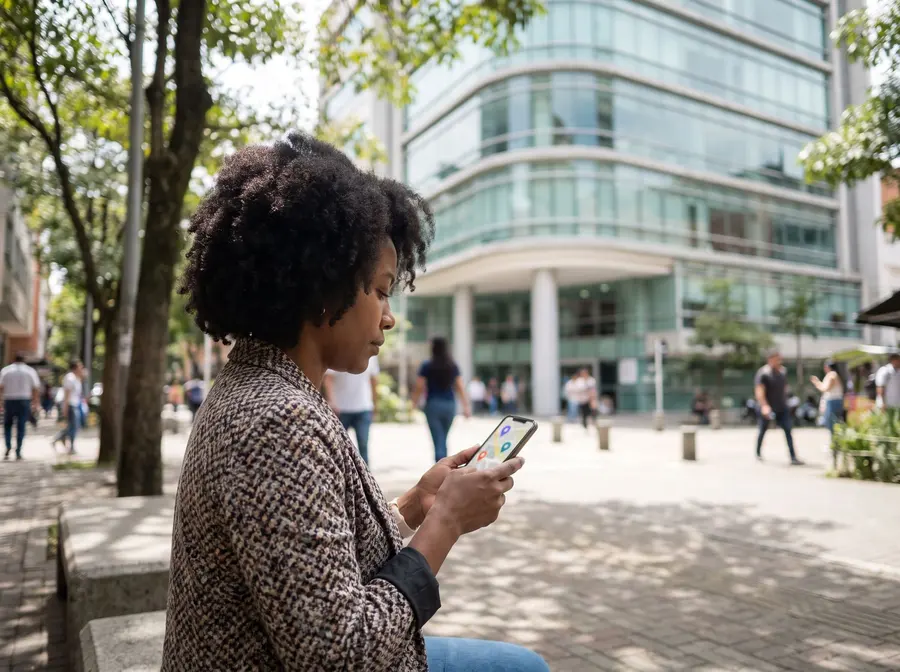 Paciente buscando en el mapa de su celular una clínica cercana