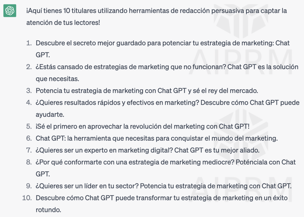 Respuestas de Chat GPT a un prompt para obtener creatividad - BTODigital - Carlos Betancur Gálvez